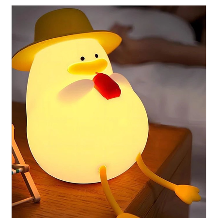 چراغ خواب سیلیکونی طرح اردک کلاه دار