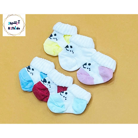 تولیدجوراب نوزادی24جفتی عمده بدو تولد نینی سایز طرحدار 2 جینی