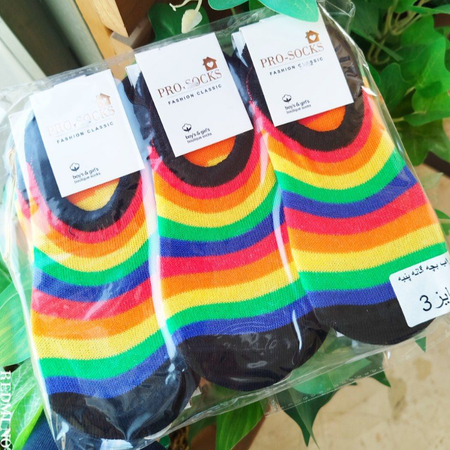 جوراب عمده کالج بچگانه مدل رنگین کمان زمینه مشگی قیمت 4 جینی