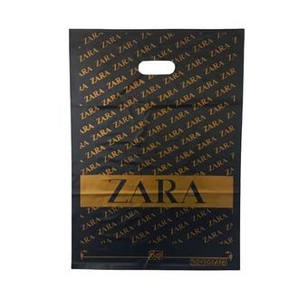 پلاستیک طرحدار مدل Zara مشکی سایز 50×35 بسته عمده 30 کیلوییی