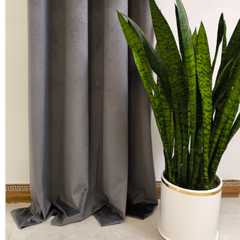 پرده آماده مخمل کالیفرنیا طوسی تیره