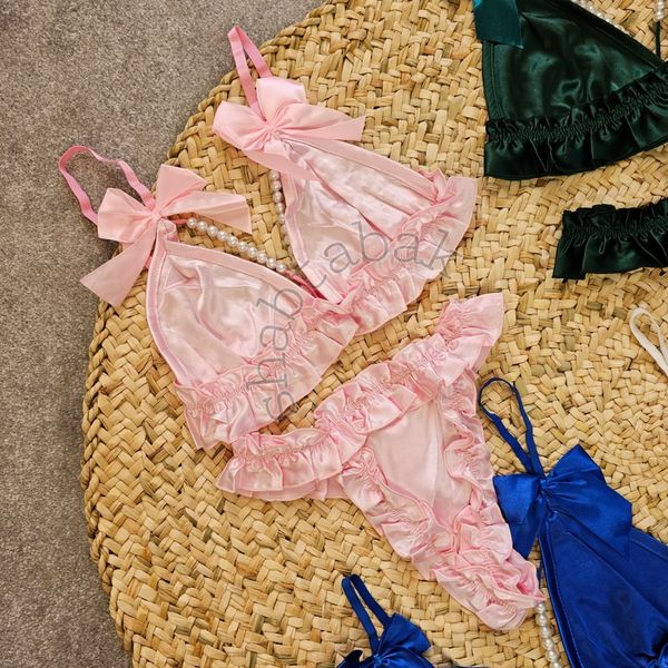 ست لباس زیر ساتن مرواریدی زنانه کد 2017