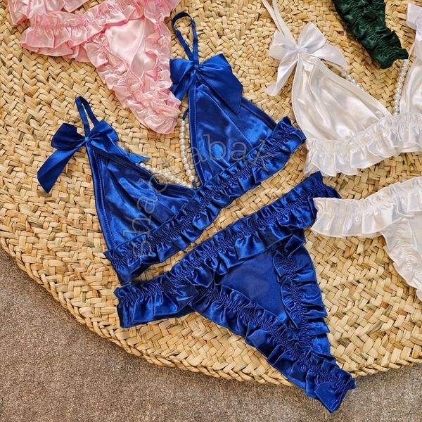 ست لباس زیر ساتن مرواریدی زنانه کد 2017