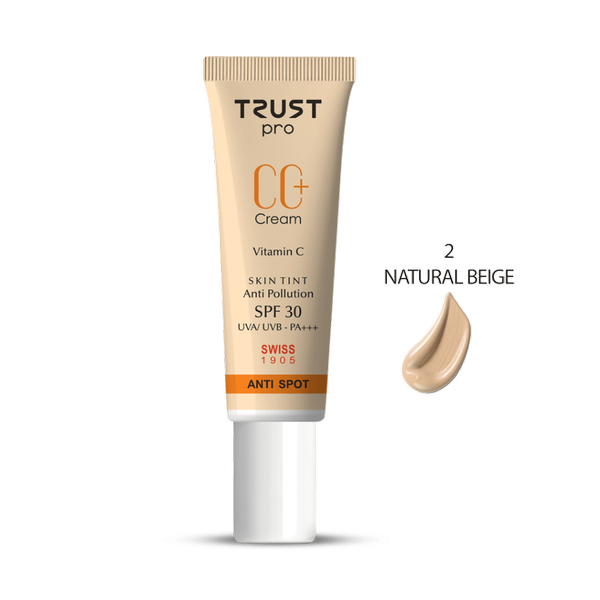 سی سی کرم پلاس تراست TRUST شماره 2 | CC Cream تراست بژ طبیعی با پوشانندگی بالا و محافظت کامل پوست