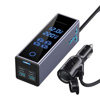 اینورتر و مبدل برق فندکی ماشین 300 وات پاورولوژی Powerology 2AC Socket Car Power Inverter 300W PWC044