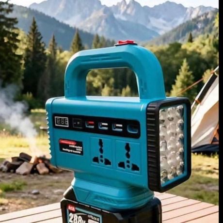 پاور استیشن چندکاره برق اضطراری قابل حمل با چراغ LED و 2 باتری