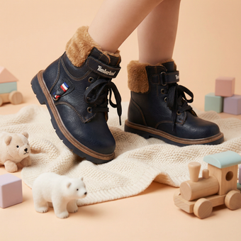 نیم بوت بچگانه خزدار (مشکی)