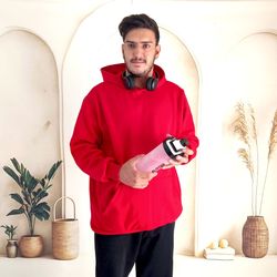 هودی ساده قرمز زنانه و مردانه