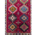 فرش دستباف ایرانی سایز کناره سه در یک متری ( تمام پشم یلمه زمینه لاکی نقشه قابی) کد 6195