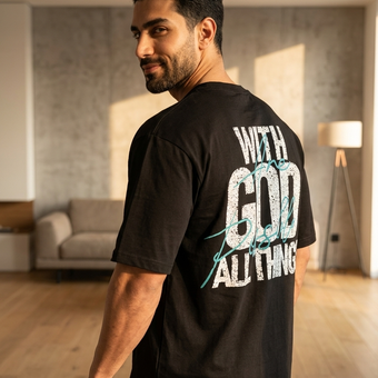 تیشرت مردانه باکسی with GOD پنبه سوپر نخ 30 در  5 رنگ سایز L تا 2XL