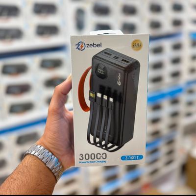 پاوربانک 30000 میلی‌آمپر همه‌کاره Zebel مدل Z-1011 | مجهز به کابل‌های سرخود اختصاصی