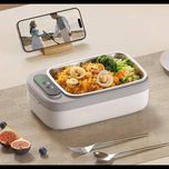 🍱 لانچ باکس گرم‌کن شارژی دوطبقه Lumirio | ظرف غذای برقی استیل 304 | گرم‌کن غذا قابل حمل
