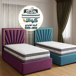 تخت خواب یک نفره چوبی پارچه ای مدل خورشیدی