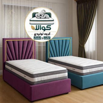 تخت خواب یک نفره چوبی پارچه ای مدل خورشیدی
