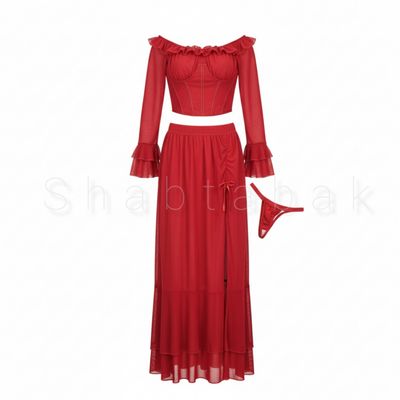 ست فانتزی آستین دار و دامنی بلند کد 2247