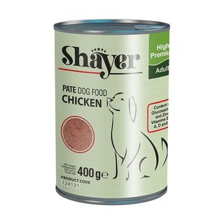 کنسرو غذای سگ شایر با طعم مرغ  Shayer Pate With Chicken وزن 400 گرم