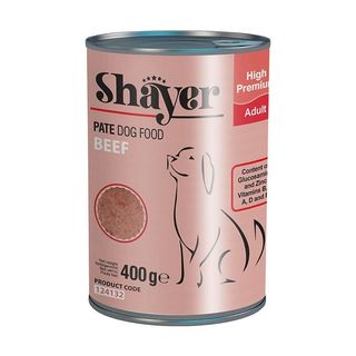کنسرو غذای سگ شایر با طعم گوشت قرمز  Shayer Pate With Beef وزن 400 گرم