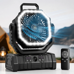 پنکه شارژی کمپینگ و طبیعت‌گردی 3کاره (پنکه + چراغ LED + پاوربانک) با باتری 20000mAh