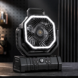 پنکه شارژی کمپینگ و طبیعت‌گردی 3کاره (پنکه + چراغ LED + پاوربانک) با باتری 20000mAh