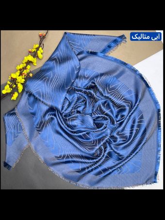 روسری نخ ابریشم ژاکارد آبی متالیک