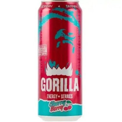آبمیوه انرژی زا روسی گوریلا Gorilla Cherry Berry توت و گیلاس 450 میل