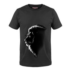 تیشرت مشکی مردانه طرح شیر