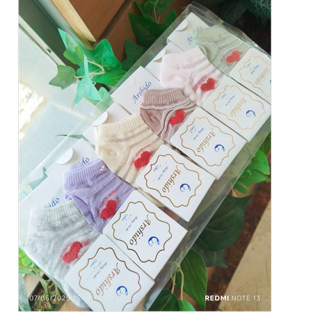 جوراب عمده نوزادی پنبه اعلا سایز نوزاد تا 12 ماه پنبه سوپر اعلا طرح قلب توری