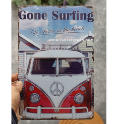 تابلو فلزی نوستالژیک 20*30 طرح ون فولکس قرمز