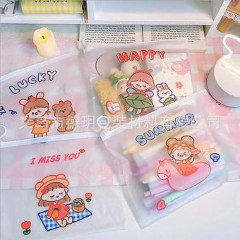 کاور زیپ دار سایز A5 طرح دخترک