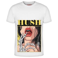 تیشرت سفید مردانه طرح HUSH