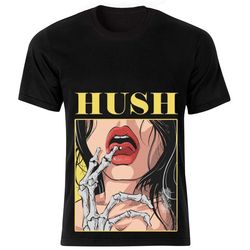 تیشرت مشکی مردانه طرح HUSH