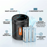 شارژر هوشمند و باکس نگهداری باتری پاورولوژی Powerology Neon Smart Battery Charging Case همراه با 8 باتری قلمی