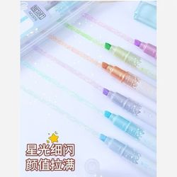 هایلایتر شاین دار اکلیلی دو سر 12 رنگ بسته 6 عددی