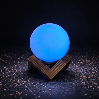 آباژور گوی سنگ نمک با لامپ آبی