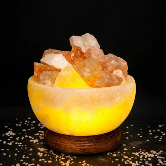 آباژور سنگ نمک کاسه دار همراه سنگ صخره‌ ای