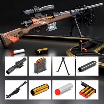 تفنگ اسنایپر تیر فومی پوکه پران سایز بزرگ 76cm اسنایپ کالاف kar98k با 10 تیر و 10 پوکه