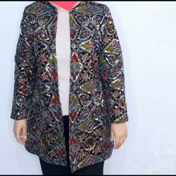 کت مخمل سوزندوزی و پولک دوزی شده