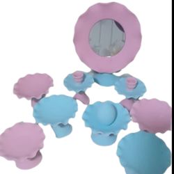 ست هفت سین سفالی صورتی آبی