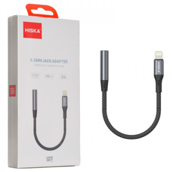 کابل تبدیل لایتنینگ به جک 3.5 میلیمتری (Lightning To Aux) هیسکا (HISKA) طول 12 سانتی متر مدل W48
