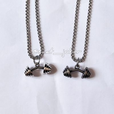 گردنبند استیل طرح دمبل