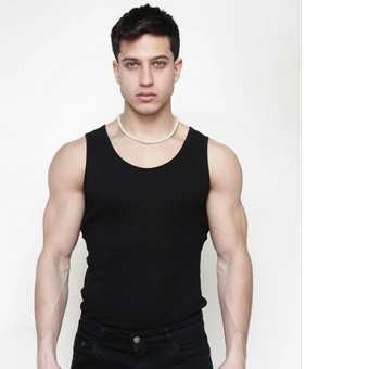 تنک تاپ مشکی مردانه پارچه کبریتی فول کش فری سایز