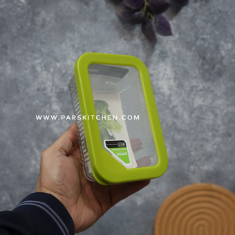 ظرف شیشه ای مستطیل شیاردار 450میل لیمون سبز