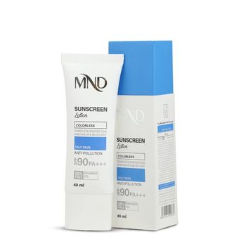 لوسیون ضد آفتاب با فاکتور حفاظتی 90 (SPF 90) بی رنگ ام ان دی مناسب پوست چرب