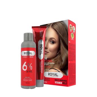 کیت رنگ مو قهوه ای طلایی روشن رویال کد 5.5