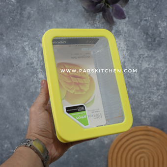 ظرف شیشه ای مستطیل شیاردار 1.1 لیتر لیمون زرد
