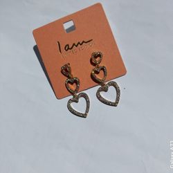 گوشواره فول نگین قلبی3تایی