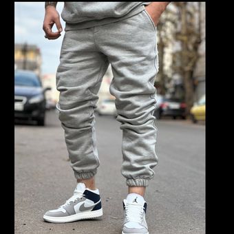 شلوار جاگر دورس طوسی ملانژ پارچه سه نخ پنبه اعلا