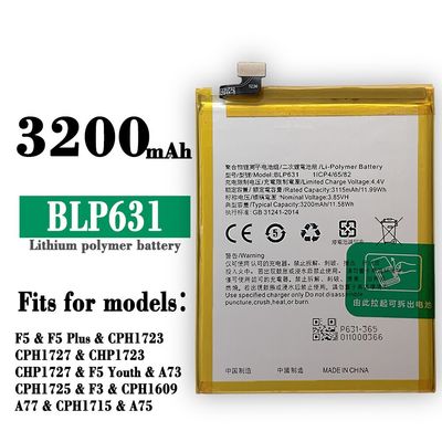 باتری گوشی ریلمی و اپو New Battery For OPPO BLP631 F5 A73 CPH1725 F3 CPH1609 A77 CPH1715 A75