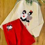 ست کراپ و شلوار طرح دو دختر سایز 55/60