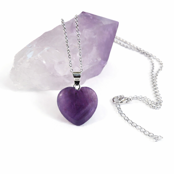 گردنبند سنگ آمتیست مدل قلبی